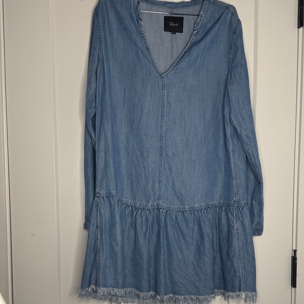 Rails Light Blue Denim V-Neck Boho Minidress